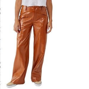 Free People Star Crossed Lovers Patent Leather Straight Leg Pants In Twin Flame